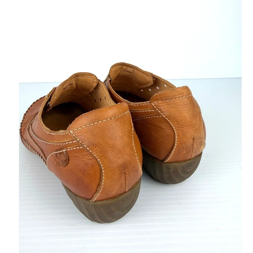 Pikolinos Tan Leather Whipstitch‎ Loafers Womens EU 40 Gran Via Slip On Shoes